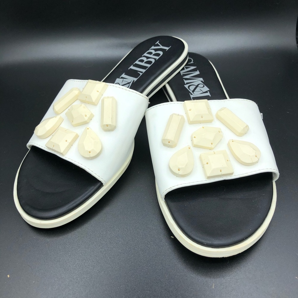 Sam & Libby | Black & White Gems Sandal Slides